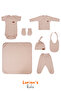 Newborn Honeycomb Textured 7-Piece Blanket and Bodysuit Set 100% Cotton Hospital Release - Powder