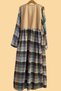 Girl's Cream Brown Blue Checkered Cotton Muslin Prayer Dress - 5