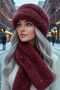 Women's Winter Vegan Fur Plush Kalpak Hat and Scarf Set - 5