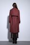 Burgundy Double Breasted Belted Women's Trench Coat - 8