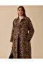 Zebra Patterned Belted Long Coat - 3