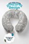 Gray Leaf Patterned Cotton Neck Pillow - Soft Cream Gray Travel Pillow in Natural Tones