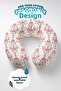 Tulip Motif Ergonomic Neck Pillow - Modern Ethnic Patterned Pink Cream Travel Pillow - 2