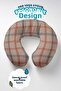 Checkered Cotton Neck Pillow - Retro Style Brown Gray Travel Pillow - 2