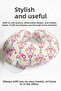 Tulip Motif Ergonomic Neck Pillow - Modern Ethnic Patterned Pink Cream Travel Pillow - 3