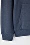 Indigo Regular/Normal Cut Hooded Thick Sweatshirt with Fleece Inside Tmnaw26Sw00016 - 6