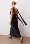 Black Shawl Detailed Satin Woven Maxi Evening Dress Night Homecoming Dress Tprss25El00312 - 2