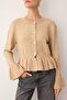 Bej Yumuşak Dokulu Peplum Crop Triko Hırka TWOAW26HI00114 - 3