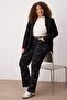 Siyah Yüksek Bel Comfort Straight Fit Büyük Beden Jeans TBBSS25CJ00023 - 2