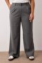 Gri Lastik Belli Wide Leg Büyük Beden Dokuma Pantolon TBBAW26AR00019 - 4
