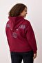 Burgundy Back Print Detailed Hooded Thick Inside Fleece Knitted Large Size Sweatshirt Tbbaw26Ao00004 - 4