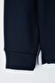 Lacivert Yeni Oversize/Geniş Kesim Yakası Dokuma Polo Yaka Sweatshirt TMNAW26SW00012 - 6