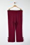 Bordo Paçası Fiyonk Detaylı Flare Fit Örme Büyük Beden Pantolon TBBAW26AR00003 - 7