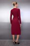 Bordo Düz Cut outlı Midi Dokuma Elbisesi TWOAW26EL00179 - 4