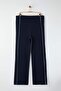 Lacivert Straight Fit Beyaz Biye Detaylı Örme Krep Büyük Beden Pantolon TBBAW26AR00005 - 5