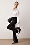 Siyah Wide Leg/Geniş Paça Esnek Kalın Örme Pantolon TWOAW26PL00073 - 2