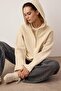 Taş Kalın İçi Polarlı Yarım Pat Fermuarlı Oversize Kapüşonlu Örme Sweatshirt TWOAW26SW00060
