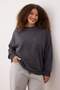 Antrasit Kalın Taşlı Detaylı Örme Büyük Beden Sweatshirt TBBAW24SW00000