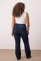 Koyu Mavi Yüksek Bel İspanyol Paça Flare Fit Denim Büyük Beden Jeans TBBAW26CJ00034 - 4