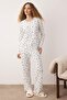 Beyaz Çok Renkli 3'lü Hırkalı Çiçekli Fitilli Örme Pijama Takımı THMAW26PT00179 - 3