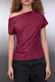 Burgundy Asymmetric Neckline Regular/Normal Fit Knitted Suede Blouse Twoaw26Bz00270 - 3