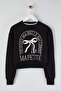 Teen Siyah Baskılı Regular/Normal Kalıp Örme Sweatshirt TWOAW26SW00189 - 5