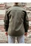 Oversize Gabardine Cotton Men's Jacket Shirt with Gift Box Fs-003868 - Khaki - 4