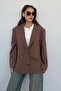 Brown Linen Blazer Women's Jacket Mg2443 - 6