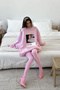Women's Oversize Sweat Dress Pink – 3 Thread Raised Fleece, Crew Neck, Pantone – Princess Printed - 3