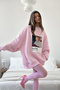 Women's Oversize Sweat Dress Pink – 3 Thread Raised Fleece, Crew Neck, Pantone – Princess Printed - 7