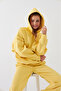 Oversize Unisex Sweatshirt Hoodie Yellow – Hooded, 3 Thread Raised Fleece, Kangaroo Pocket, Basic