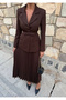 Women's Stylish Suit with Belt - Blazer & Pleated Skirt - 8