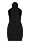 Paul De Vence Halter Neck Rose Detailed Draped Mini Dress Black - 3