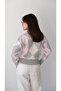 Una Fiaba Gray Soft-Textured Diamond Patterned Women's Knit Polo Neck Sweater - 7