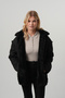 Women's Coat Plush-Lined Women's Suede Black Coat (Large Size) - 3