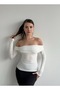 White Long Sleeve Buckle Detail Madonna Collar Autumn Spring Sandy Blouse - 6
