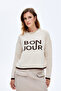Bonjour Written Crew Neck Knitwear Sweater Cream