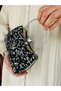 Women's Scholarship Hand and Cross Chain Long Strap Black Silver Crystal Stone Evening Dress Bag - 7