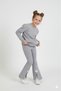Crew Neck Long Sleeve Daisy Detailed Long Sleeve Gray Color Girls' Tracksuit Set - 2