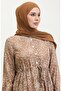 Smile Viscose Dress - Floral Print, Half Button, Mink 0358-04 - 4