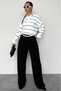 Bone Color Striped Polo Neck Women's Knitwear Sweater Mg2470 - 5