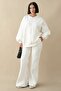 Zippered Piped White Tracksuit Set