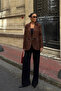 Brown Ring Detail Design Blazer Jacket - 2