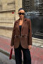 Brown Ring Detail Design Blazer Jacket - 4