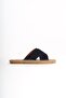 Genuine Leather Summer Men's Suede Cross-Strapped Jute Sole Navy Blue Espadrille Slippers -Mssr5959-Lcv - 4