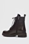 Pablo Genuine Leather Lace-Up Women's Boots - BROWN - 4