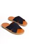 Genuine Leather Summer Men's Suede Cross-Strapped Jute Sole Navy Blue Espadrille Slippers -Mssr5959-Lcv - 2