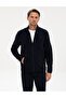Navy Blue Regular Fit Fleece Cardigan 50314014-Vr033