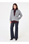 Zipper Detailed Knitwear Bomber Cardigan - Gray - - 2