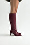 Burgundy Heeled Women's Boots Gd43 - 3